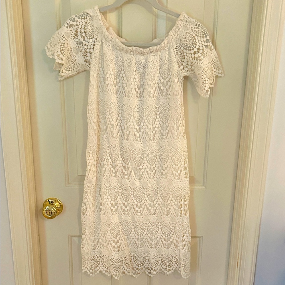 Velvet by Graham & Spencer Cream Lace Mini Dress XS